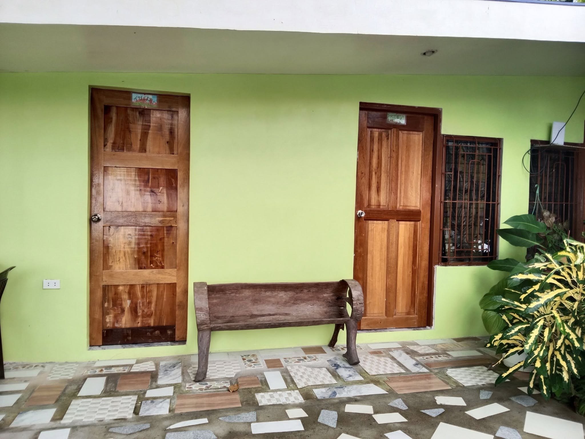Wooden cabana doors and porch